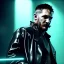 Placeholder: Actor, tom hardy, replicant man, blade runner style, rain, fog, neon ambient, gradient color, clean skin, circuits, latex coat, cyber punk, neon, tubes, portrait, studio photo, unreal engine 5, smooth color, 16 bit, god lights, ray tracing, RTX, lumen lighting, ultra deatail, volumetric lighting, 3d, finely drawn, hd.