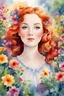 Placeholder: Bring to life a whimsical watercolor depiction of Anne Shirley, her vibrant red hair cascading around her, her sparkling gray eyes reflecting a world of wonder and imagination, as she stands amidst a vibrant garden filled with a kaleidoscope of colorful flowers, evoking a sense of joy and youthful spirit.