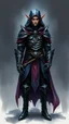 Placeholder: Watercolour painting character full body portrait of a half elf male shadow sorceror, dark armour and hood, smirk, creepy, charismatic, handsome, very dark shadowy background, full legs, creepy dark colours --ar 3:4 --v 6.1