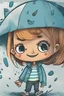 Placeholder: Illustrated children's book page, friendly, quirky umbrella ،Signature name Hima