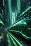 Placeholder: black and green theme, extremely detailed beautiful, street level view of very strange advanced futurist train driving in a strange looking glossy intricate digital city, completely of binary code, mysterious, consisting fully of binary code, street level, detailed matte painting, fantastical, intricate detail, splash screen, colorful, fantasy concept art, 8k resolution, Unreal Engine 5, high contrast sharp focus, black and green theme, glossed and polished, Giger style