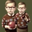 Placeholder: peter billingsley chubby kid with glasses, ((Dark red))soap bar, ((brown))argyle sweater