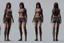 Placeholder: Female character full anatomy Proportions including front, side, and back model sheet .stylized animation character 8k Art station. stylized realistic style character vray render .smooth skin.