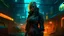 Placeholder: action woman best in cyberpunk city