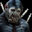 Placeholder: Ape earing Bane mask, visually stunning, trending on sci-fi forums and websites, explores the limits of technology and humanity, thought-provoking theme