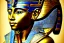 Placeholder: An ancient Egyptian pharaoh looks at the pharaonic armies in front of him far in front of the sea