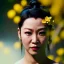 Placeholder: Chun-li underwater with yellow flowers for hair, closed eyes, rtx, reflection, 8k, glow, winning photography, caustics