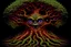 Placeholder: gnarled and twisted tree of life with faces and bodies crawling out of the trunk and branches, deep colour, in the multiverse