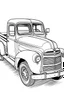 Placeholder: Outline art for coloring page OF A 1944 CHEVROLET TRUCK, coloring page, white background, Sketch style, only use outline, clean line art, white background, no shadows, no shading, no color, clear