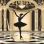 Placeholder: a black ballerina in an Art Deco ballroom, by artist "Ingrid Umber",by artist "Sienna Lamberts"