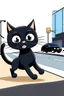 Placeholder: black thin cat cartoon crossing street