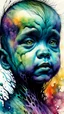 Placeholder: Zdzislaw Beksinski, and Peter Gric style ink wash and watercolor, full body illustration of a baby highly detailed facial features, mixed to anatomical body view, wildly flowing splash colours , 8k octane, all in focus , no grain, ethereal, otherworldly concept art in vibrant natural colors