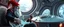 Placeholder: guitar acoustic banger performance, instrumental, celtic, georgian, gypsy jazz, back on track portrait of space captain gnome lich, , priest psycho, in cockpit, celtic knot hollow tube transparent core ornate indented space ship, shiny bright mega ship flourescent white blue like bubble gum with a few big windows and decks,