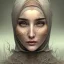 Placeholder: close up portrait of fog as woman in hijab, fine detail, highly intricate, modern surrealism painting, defined cracks and breaks, high-quality, volumetric lighting, 8k, ultrahd, George Grie, Marco Escobedo, Igor Morski,Brian Froud, Howard Lyon, Selina French, trees, flowers, tall