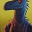 Placeholder: Photorealist painting of dinosaur with a mohawk