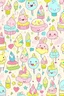 Placeholder: birthday wallpapar with light pastel colours and birthday stickers,imojis