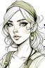 Placeholder: elf girl with short hair line art black and white