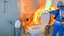 Placeholder: man sprays fire extinguisher all over toilet in the bathroom