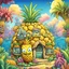 Placeholder: Spongebob TV Show Cartoon iconic still of a Pineapple House under the sea, cartoon art, colorful, detailed illustration