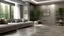 Placeholder: A room built with the use of ceramic tiles, thick roots and the color gray and one wolf