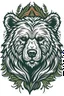 Placeholder: Drawing for the logo. Green brutal bear with a spruce forest on his head