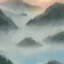 Placeholder: white Field mouse mountains drinking water at sunrise water color vibrant cute