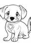 Placeholder: outline art for Puppy (Dog) coloring pages with sitch, white background, Sketch style, full body, only use outline, toddlers style, clean line art, white background, no shadows and clear and well outlined.