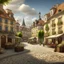 Placeholder: Generate an image of a historic European village square with cobblestone streets, charming old buildings, and a lively market. Capture the essence of a bygone era."