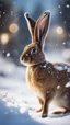 Placeholder: hare in the snow, magazine cover illustration with oil paint and spray paint, signed, bokeh like f/0.8, tilt-shift lens 8k, high detail, smooth render, down-light, unreal engine, prize winning