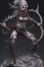 Placeholder: female gray skin, Shadar-Kai wielding a Whip made out of black thorns, clothes with a dark rose theme