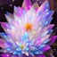 Placeholder: one big crystal subtle flower in a galactic ambiance with a beautiful fairy, transparent petals,