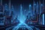 Placeholder: background, parallax, front view, blue 7virtual city Tron like, asset video game, pixel art