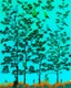 Placeholder: Teal treetops with singing songbirds painted by Andy Warhol