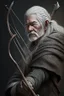 Placeholder: gray hair medieval man with a longbow