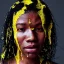 Placeholder: a brain exploding. kintsugi. Chaos. Portrait of a young black woman crying.a mind fracturing.confusion. Tears the colour of oil. Depression seeping out of her eyes nose and mouth like a oil spill