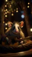 Placeholder: portrait of hairy rock guitar opossum living inside a tree house in a hollow huge tree growing light bulbs,bokeh like f/0.8, tilt-shift lens 8k, high detail, smooth render, down-light, unreal engine, prize winning