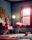 Placeholder: Room scene with simple hair monster and boy playing, Wes Anderson style, realistic photo, sweet, concept art, smooth, unreal engine 5, god lights, ray tracing, RTX, lumen lighting, ultra detail, volumetric lighting, 3d.