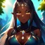 Placeholder: Clear focus, 8k, high quality, detailed, beautiful lighting, girl, vibrant colors, black long hair, vibrant golden eyes, dark skin, elf