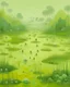 Placeholder: A light yellowish green swamp with bugs in daylight painted by Qiu Ying