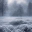 Placeholder: winter landscape, ice field, crystals, dreamlike, foggy