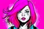 Placeholder: woman with pink hair like comics without feckles