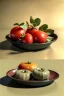 Placeholder: Ravioli by renaissance style still life oil painting, dish, natural tomato, albahaca, olives, oil olive, moisture, art, natural, chef, high kitchen, smooth, gradient color background, unreal engine 5, ray tracing, RTX, lumen lighting, ultra detail, volumetric lighting, 3d.