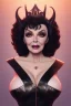 Placeholder: Joan Collins as evil queen in black leather, leather, busty, cleavage, angry, stern look. character design by cory loftis, fenghua zhong, ryohei hase, ismail inceoglu and ruan jia. unreal engine 5, artistic lighting, highly detailed, photorealistic, fantasy