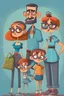 Placeholder: cartoon style modern Israeli Family