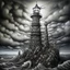 Placeholder: Impasto Cascade Hallucination, retinue of moons, by Phlegm, graffiti lighthouse