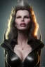 Placeholder: Kim Basinger as evil queen in black leather, busty, cleavage, curvy, angry, stern look. character design by cory loftis, fenghua zhong, ryohei hase, ismail inceoglu and ruan jia. unreal engine 5, artistic lighting, highly detailed, photorealistic, fantasy