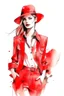 Placeholder: Watercolor fashion red sketch