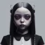 Placeholder: Famous Jenna ortega, wednesday addams make up, wednesday addams black dress, wednesday addams hair, hyper detail, octane render, unreal engine 5, photorealistic, 8k resulation