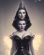 Placeholder: old evil queen in black leather gown, femme fatale, volouptous, busty, cleavage, angry, emperious, 8k resolution concept art portrait by Greg Rutkowski,