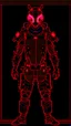 Placeholder: dibujo de contorno de un Samurái negro y rojo con traje cyberpunk full body